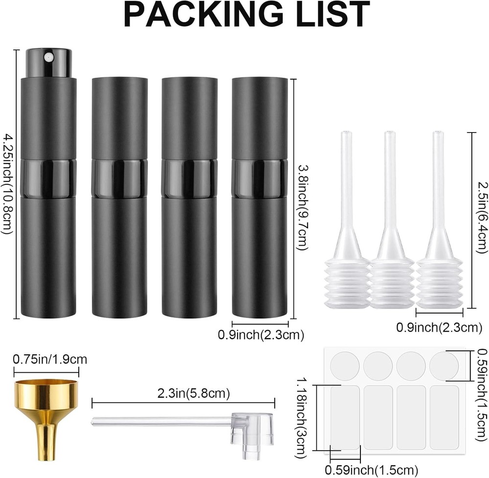 8ML Refillable Perfume Spray Bottles - Travel Atomizer Set with Removable Inner