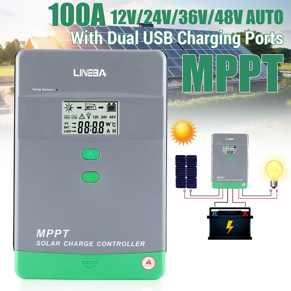 12/24V/36V/48V 100A/60A/30A MPPT Solar Charge Controller Panel Battery Regulator