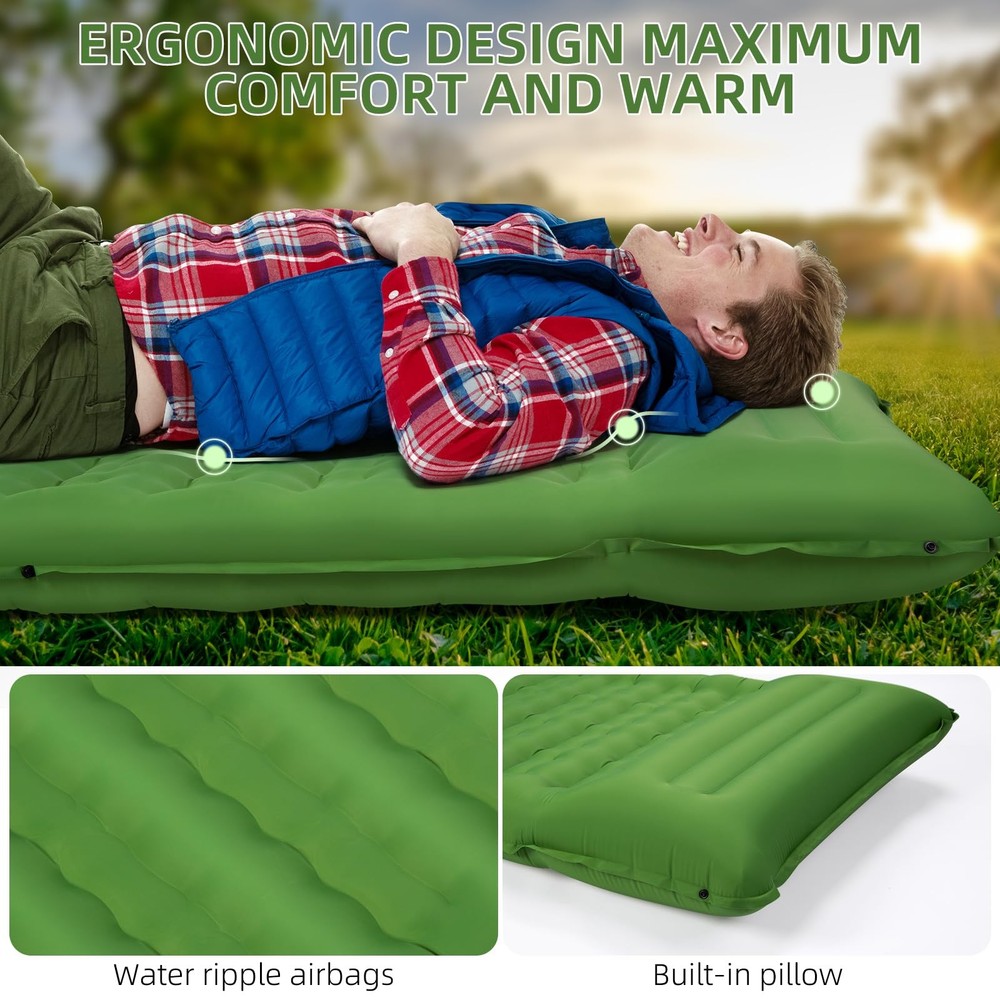Camping Sleeping Pad, Extra Thick 5 Inch Camping Mat with Pillow Built-in Foo...