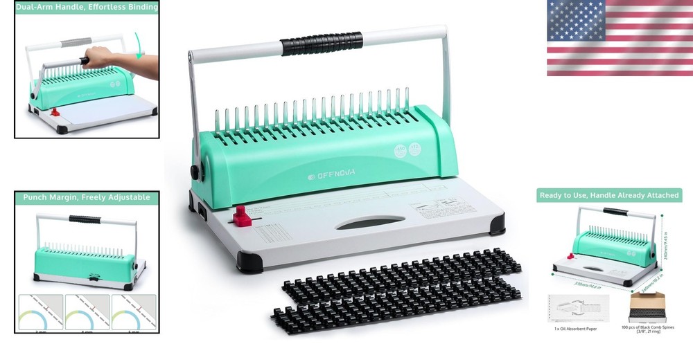 Effortless Paper Binding Machine - 450 Sheet Capacity with 100 Binding Spines