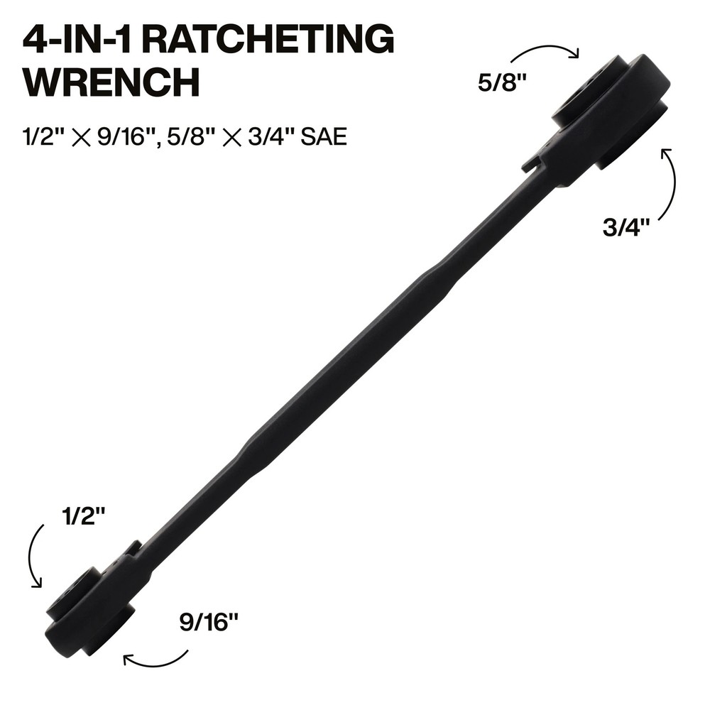 Klein Tools 68215 4-in-1 Ratcheting Wrench, Medium