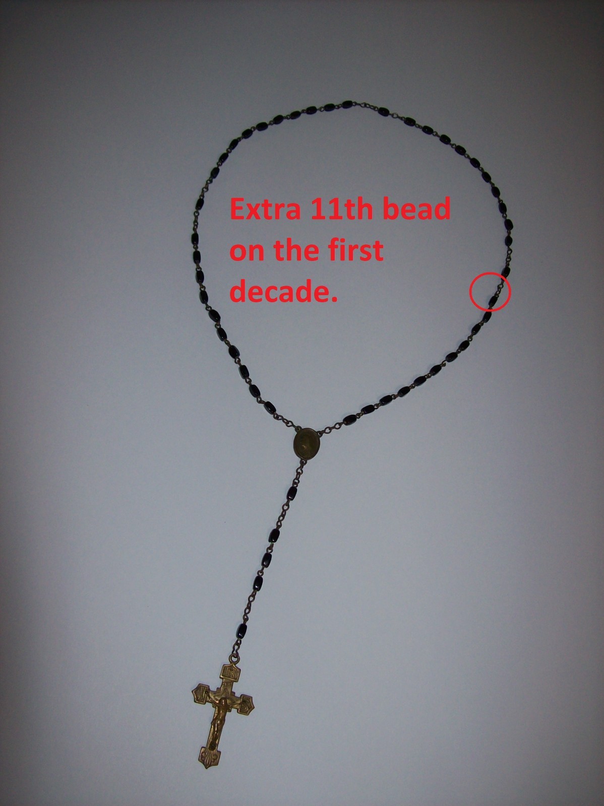 Vintage Catholic Rosary Black Beads Brass Crucifix Made in Czechoslovakia