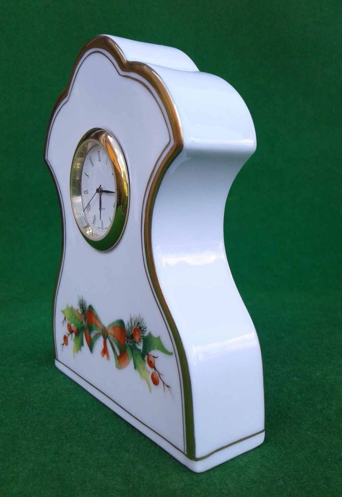 HEREND - NOEL - PORCELAIN QUARTZ MANTLE CLOCK - BOXED.