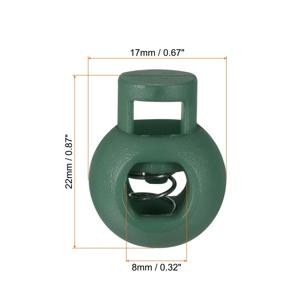 Cord Locks, 30 Pack Ball Spring Toggle Stopper, Dark Green