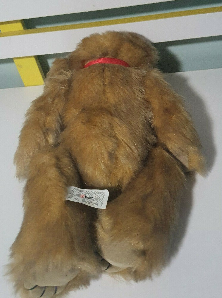 TARGET TEDDY BEAR BROWN RED BOW JOINTED 33CM