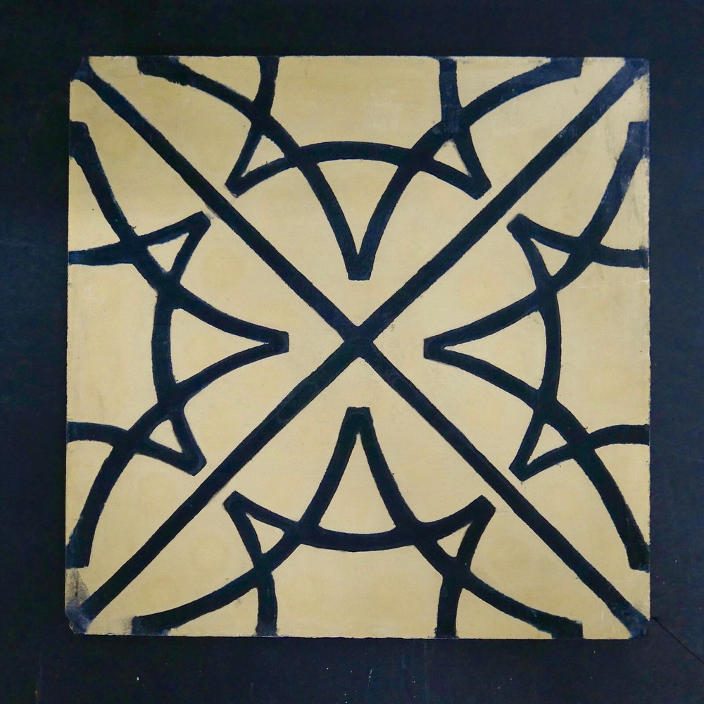 Cement Tile Geometric Yellow/Black