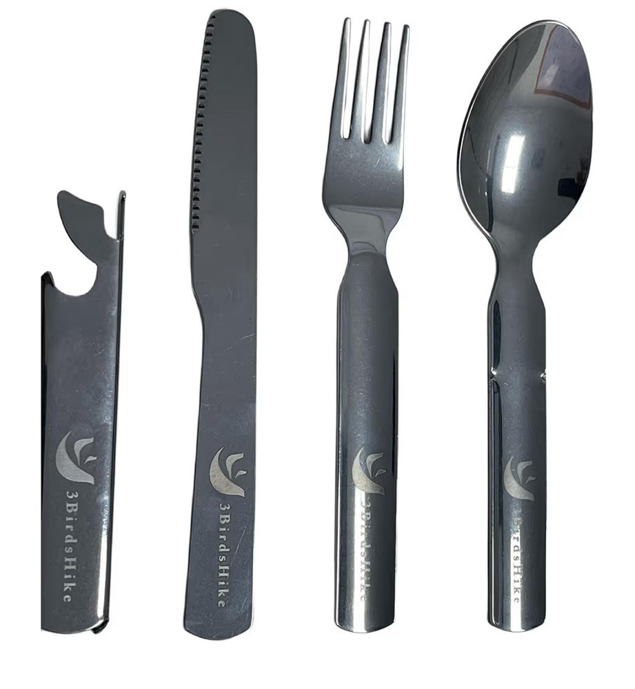 3BirdsHike Camping Hiking Flatware Military Grade Spoon, Knife, Fork, Multi Tool