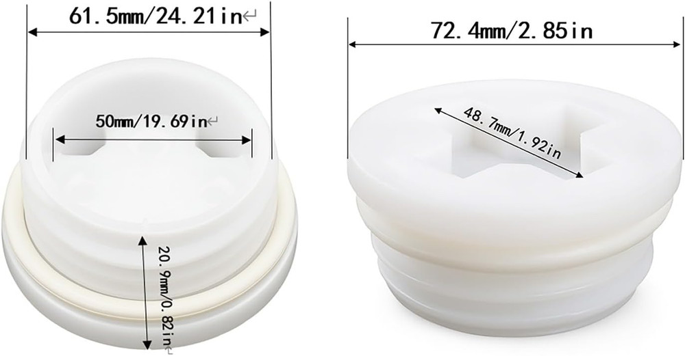 Bung Cap with 2" Thread Size, 2 Pack Poly Buttress Drum Bung, Course Thread for