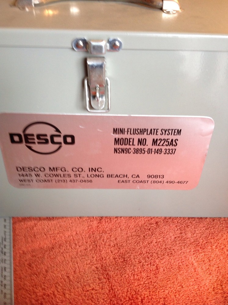 Desco Mini-Flushplate System Model M225AS NSN 3895-01-149-3337