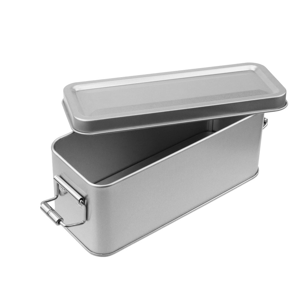 2 Pack Silver Tin Box Containers Metal Storage Box with Lids Rectangular Cont...