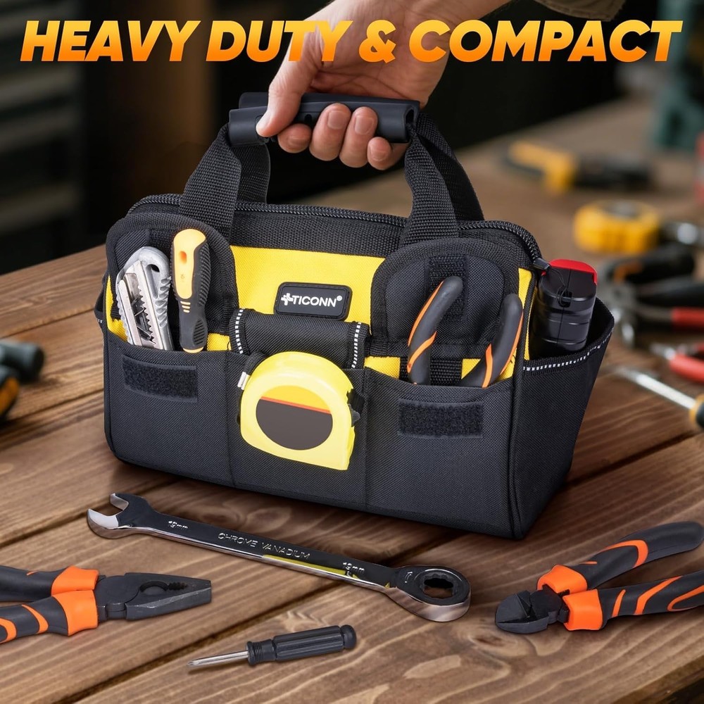 Portable Tool Bag with Ergonomic Handle & Reflective Strips – 12" Standard Base