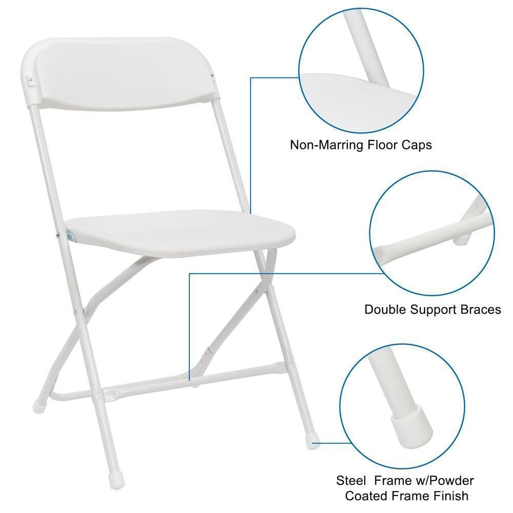 16 Pack Plastic Folding Chairs Stackable Commercial Seat with Steel Frame