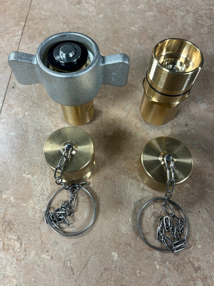 1" NPT (WET LINE) Wing Nut Hydraulic Coupler / Coupling Set WITH CAP & PLUG!