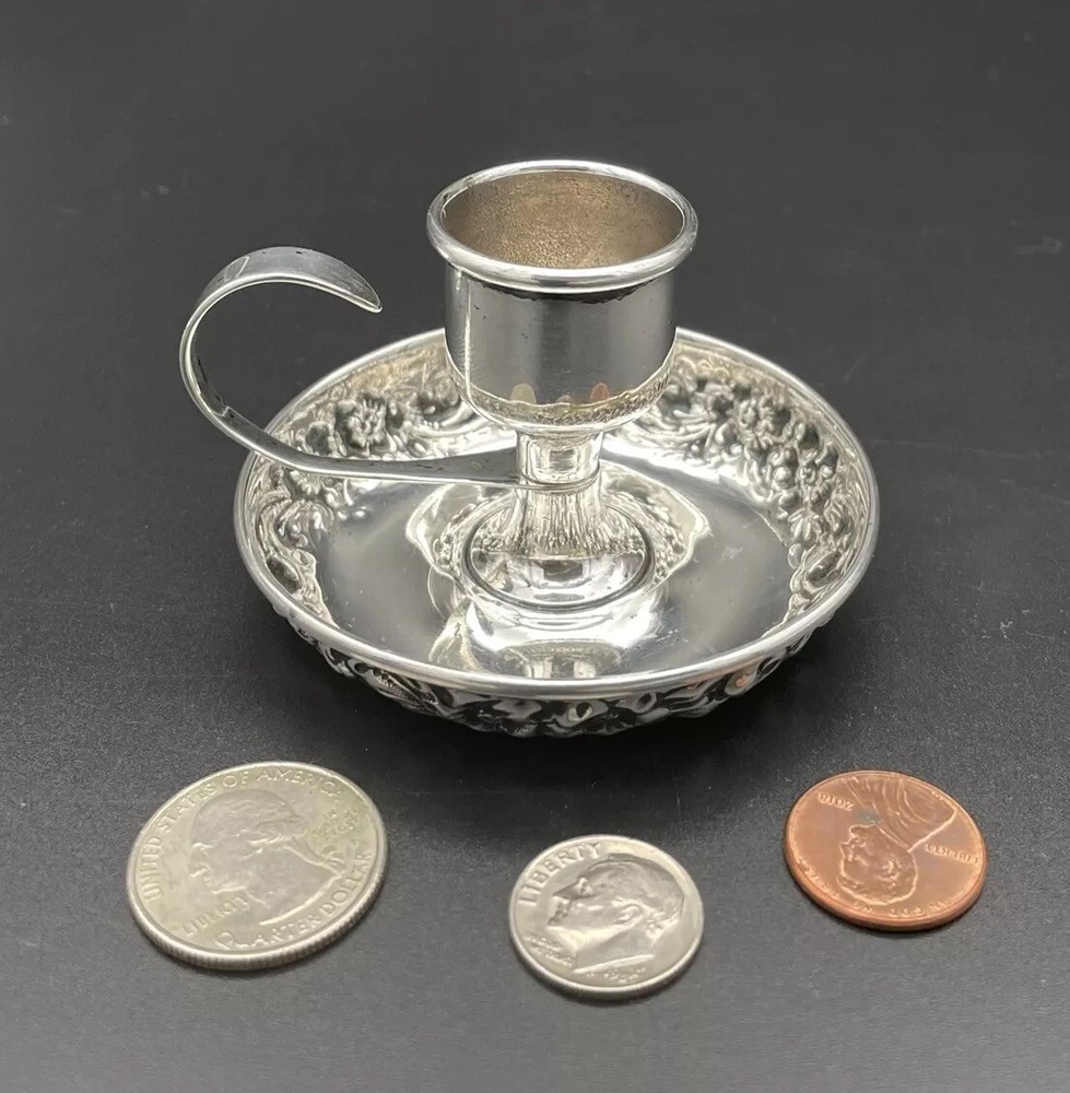 Webster Sterling Silver Floral Repousse Chamberstick
