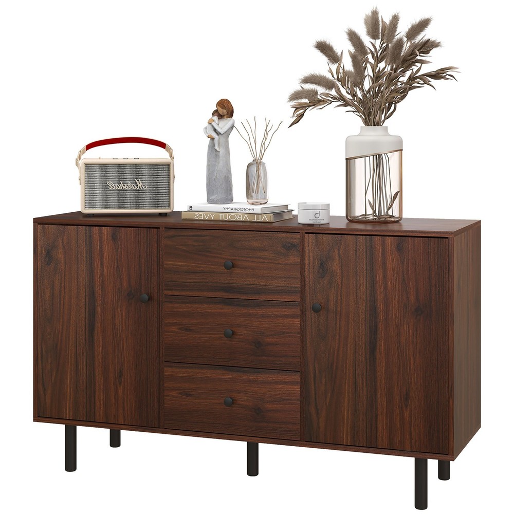 Sideboard Buffet Cabinet, Kitchen Cabinet with 2 Cupboards, 3 Drawers
