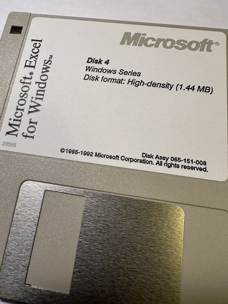Microsoft Excel For Windows 3.5” Floppy Disc 1-5 1992 Version 4.0