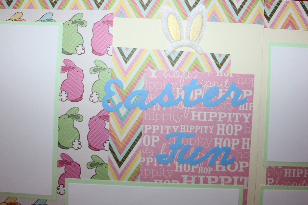 Easter Fun Scrapbook pages 2 each 12 x 12 handmade assembled premade Spring