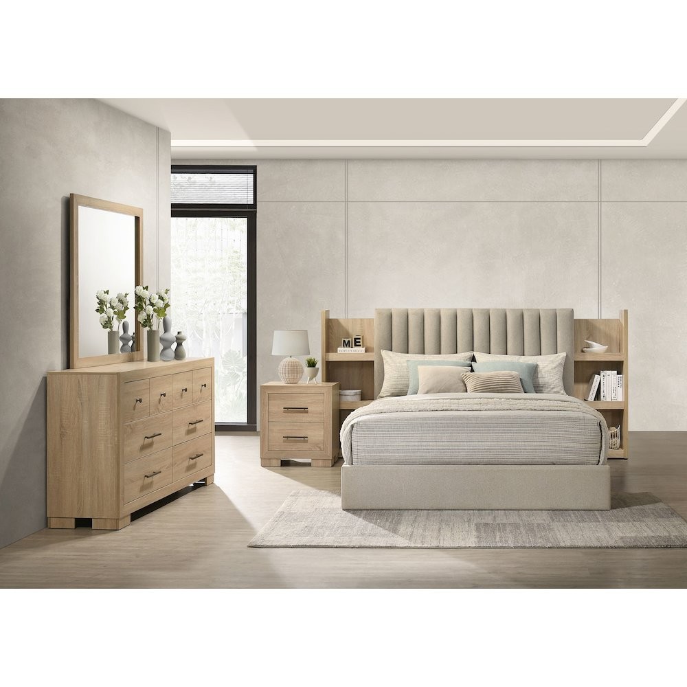 Arielle 4-piece Eastern King Bedroom Set Light Oak