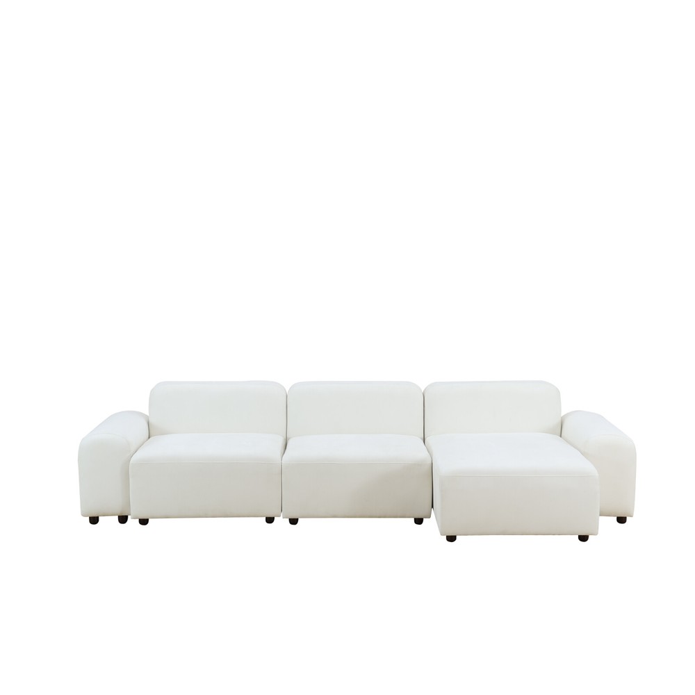 White Microfiber 4-Piece Living Room Sofa Set