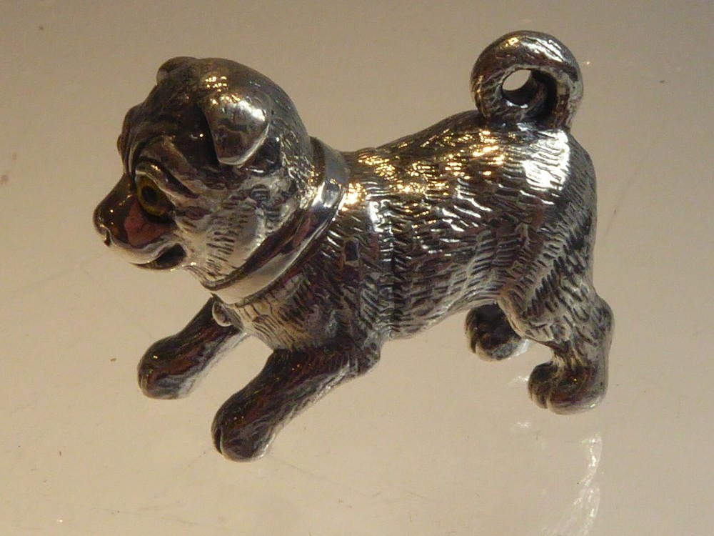 PAIR SOLID SILVER MINIATURE DOGS