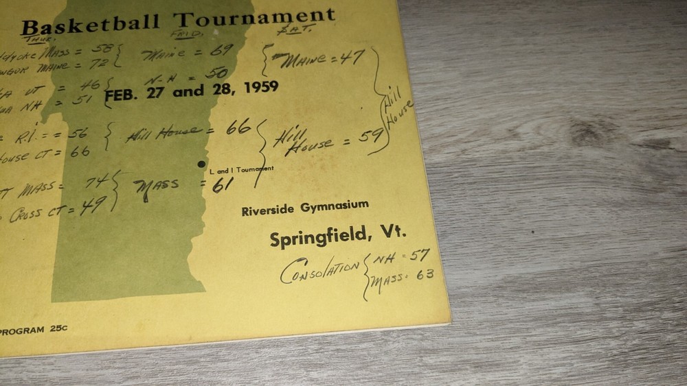 Vermont Large Intermediate State Basketball Tournament Program