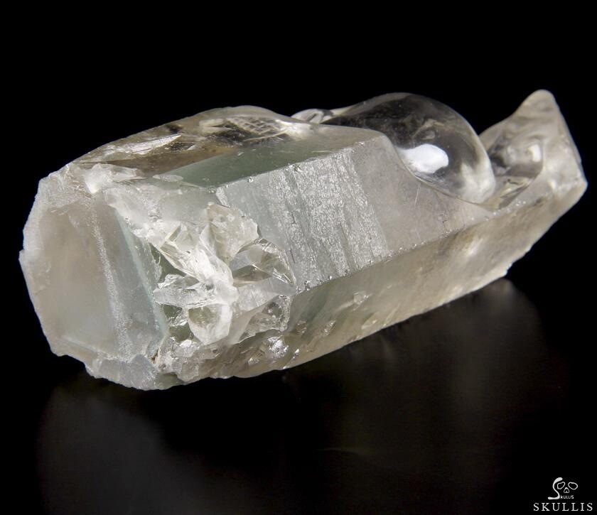 3.5" Phantom Quartz Rock Carved Crystal Skull