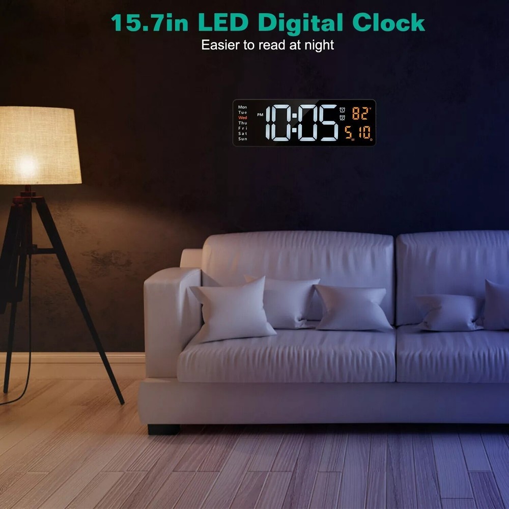 16" Large Digital Wall Clock with Remote, Large Display LED Wall Clock Timer ;