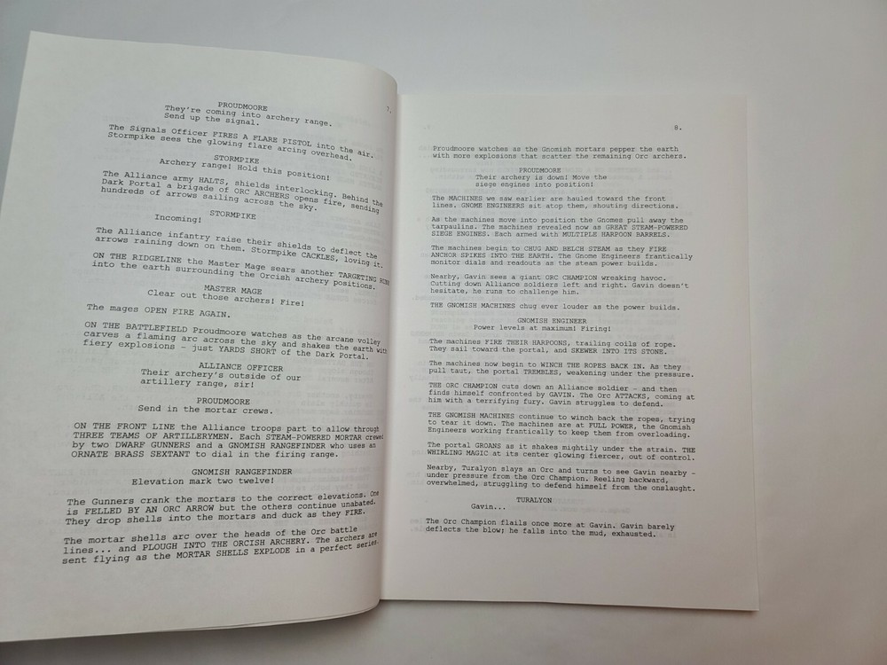 WARCRAFT / Gary Whitta 2007 UNPRODUCED Screenplay, Based on the Blizzard Game