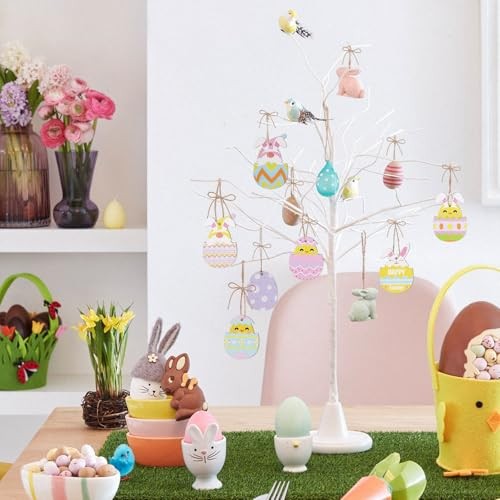 WD&CD 24Pack Easter Egg Wooden Ornaments, Easter Resurrection Eggs Easter Tree
