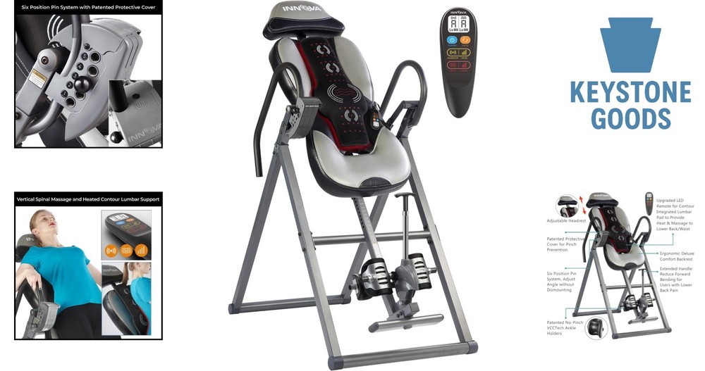 Innova Advanced Heat & Massage Inversion Table - Heavy Duty, Multi-Mode Thera...