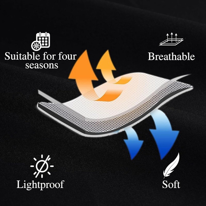 Lightproof Bed Curtains Soft Microfiber Easy Install Cozy Bedroom Decor Black
