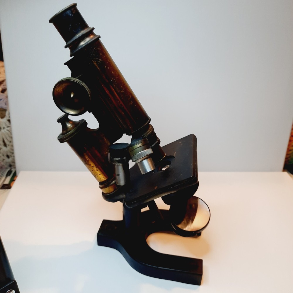 ANTIQUE BRASS BAUSCH & LOMB Optical Co MICROSCOPE 1897
