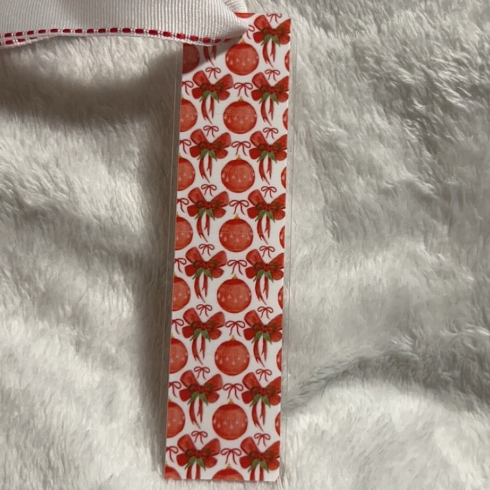 Red bows and ornaments bookmark