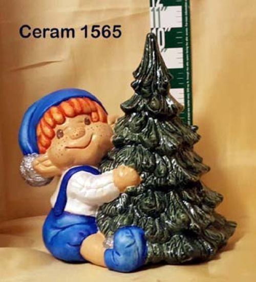 10" Elf Tree & base w/ light kit  ceramic bisque