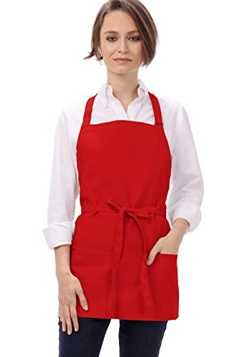 Unisex Three Pocket Apron One Size Red