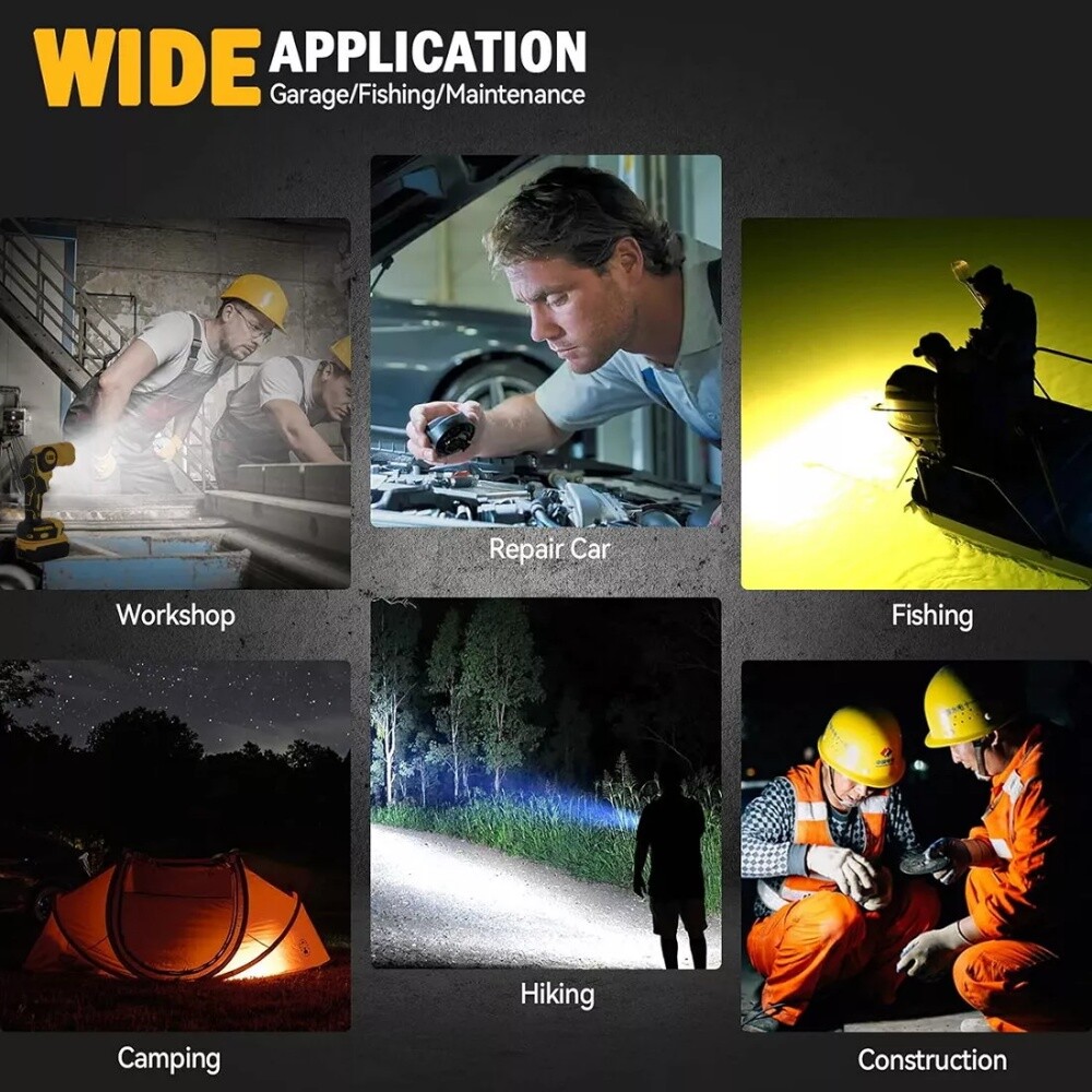 Cordless Work Light for DeWalt 20V Battery, 500LM Flashlight LED Work Light