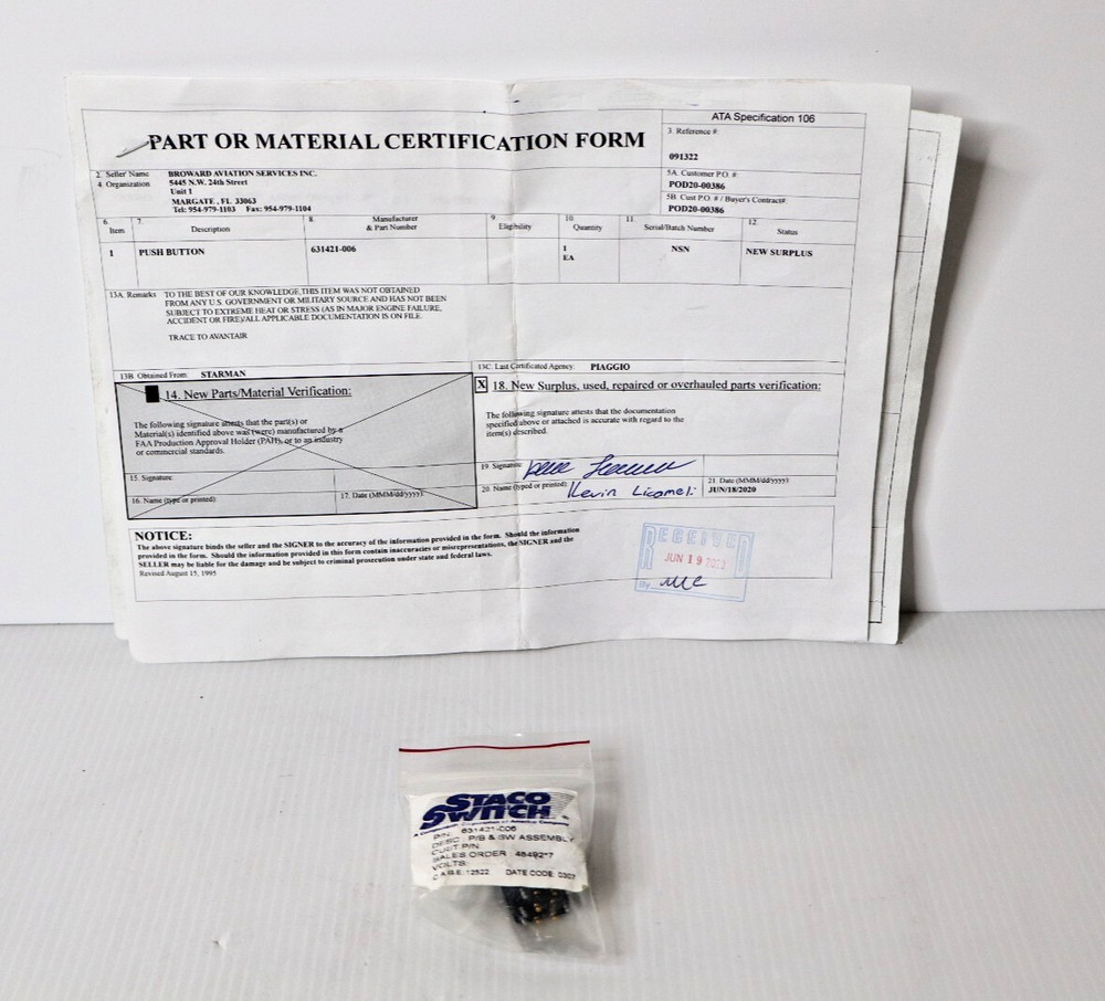 STACO 631421-006 Pushbutton Switch