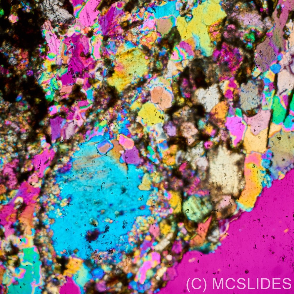 Vintage microscope slide: sandstone thin section from Norway for polarised light