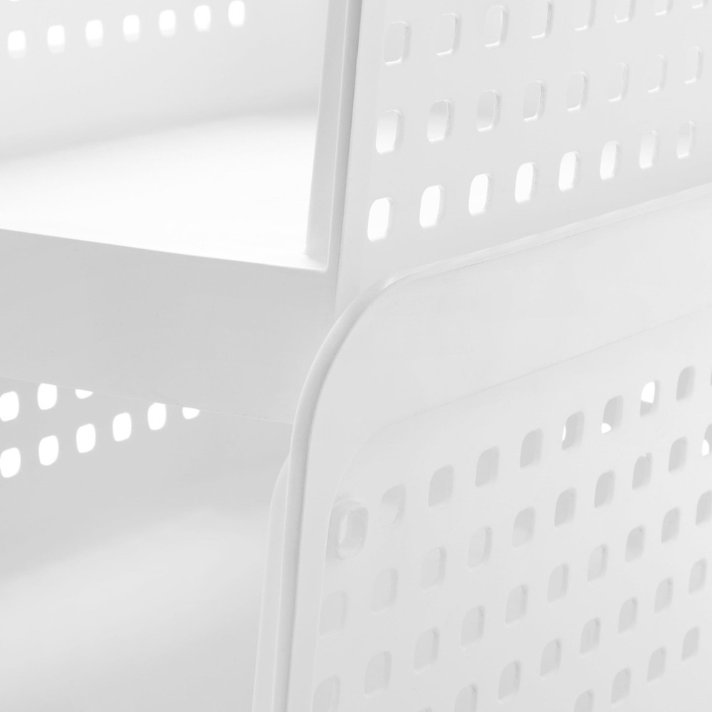 Open-Front White Plastic Stackable Closet Storage Organizer Bin W/ Breathable