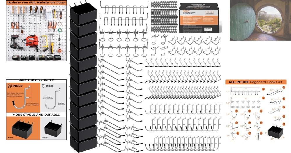 Complete Pegboard Accessory Set: 16 Hooks and Bins for Efficient Tool Storage