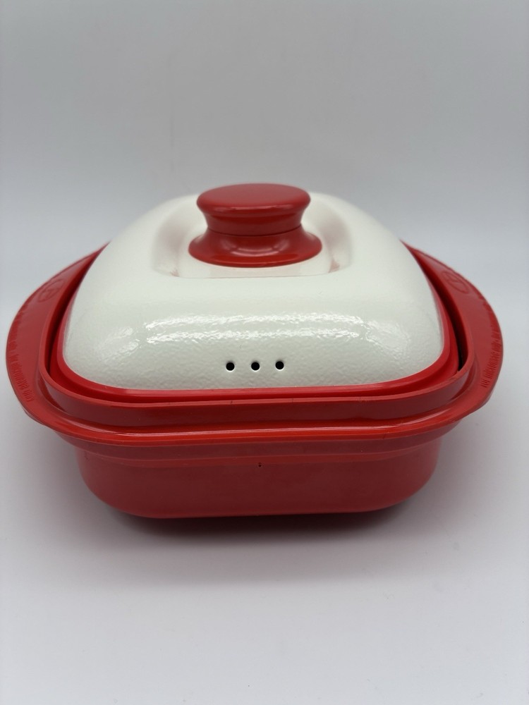 Range Mate Rectangular Nonstick Microwave Grill Pan Red With Recipe Booklet