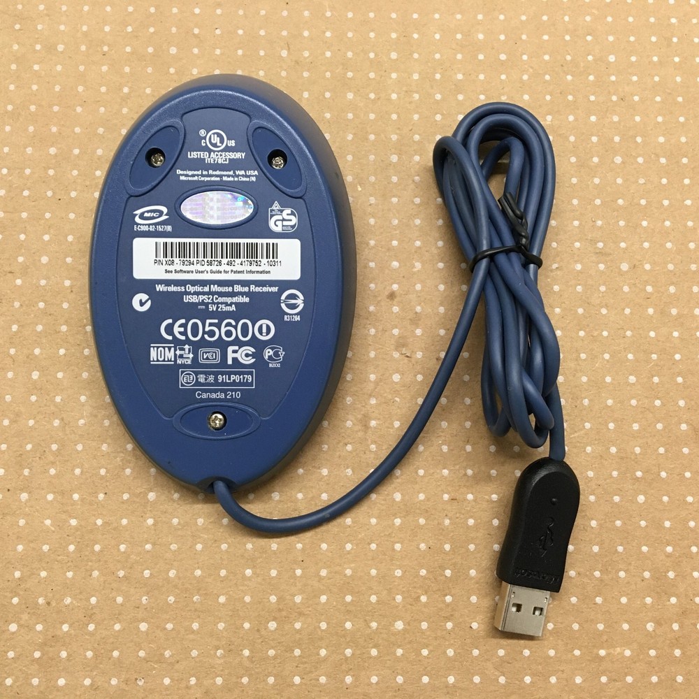 Microsoft Wireless Optical Mouse Blue USB Receiver ONLY X08-79294 - TESTED