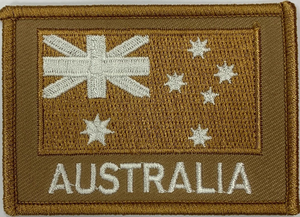 Khaki Tan Australia Flag Patch with hook & loop back NEW ! FREE POSTAGE😊✅