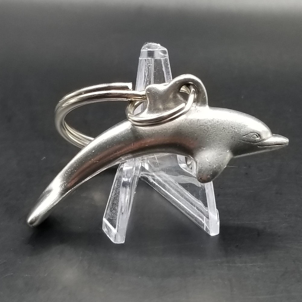 Dolphin Keychain Silver Metal Key Ring