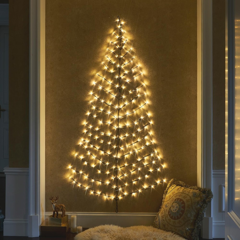 Fudios Lighted Wall Tree 6FT 180LED Warm White for Home 6FT, Whihite
