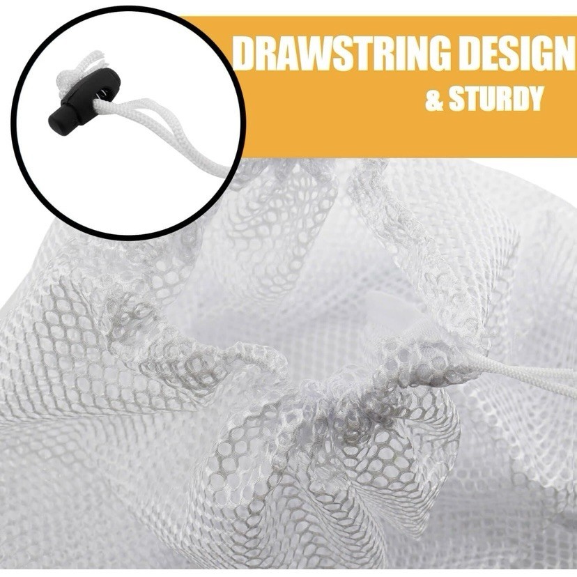 4 pcs Commercial Mesh Laundry Bag - Sturdy Mesh Material with Drawstring Clos...