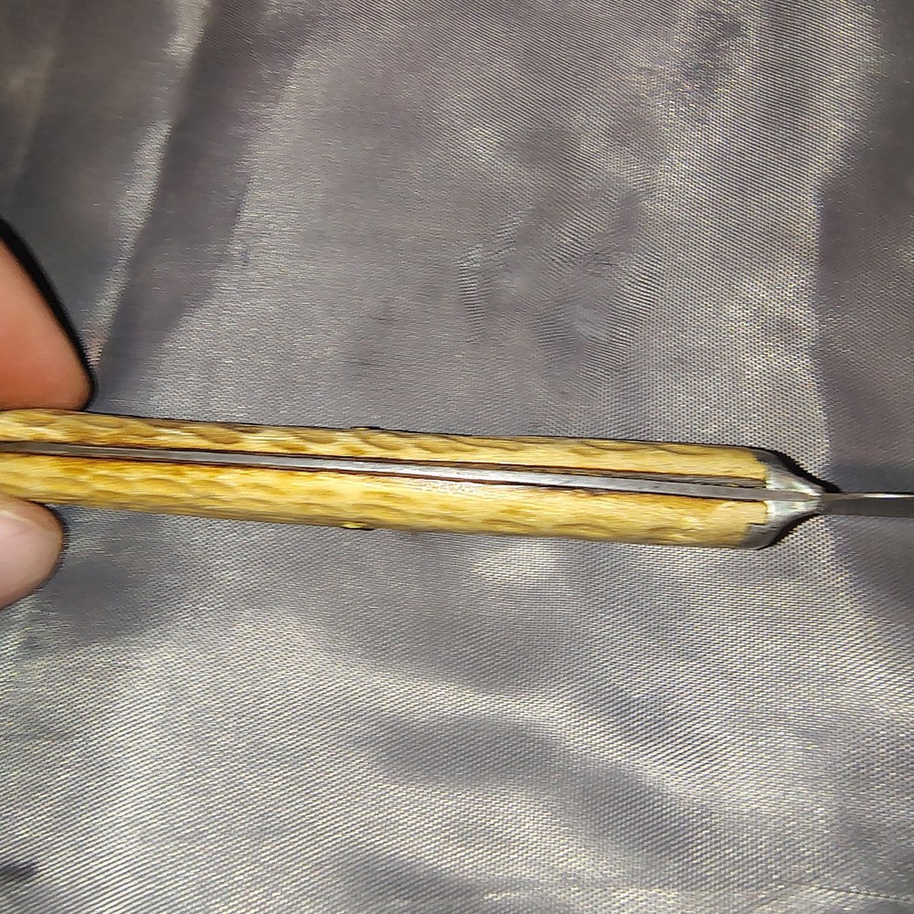 Antique Mid-Late 1800's Unmarked Bone Style Handle Knife Rounded End Very Sharp