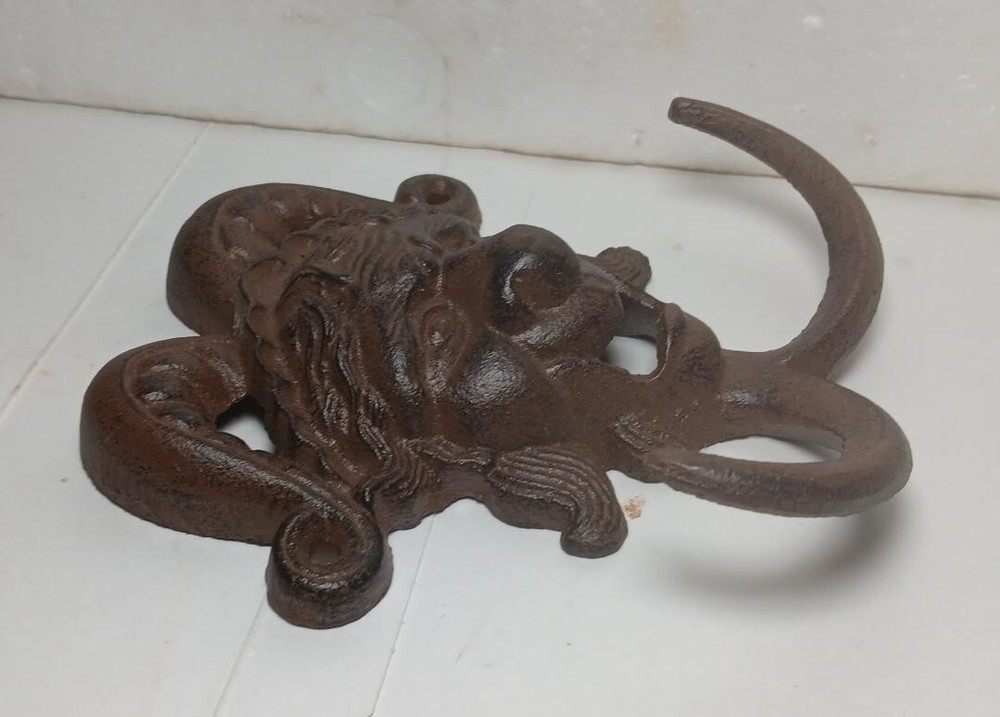 Horned Face with Hooks Cast Iron Home Office Gift Decor
