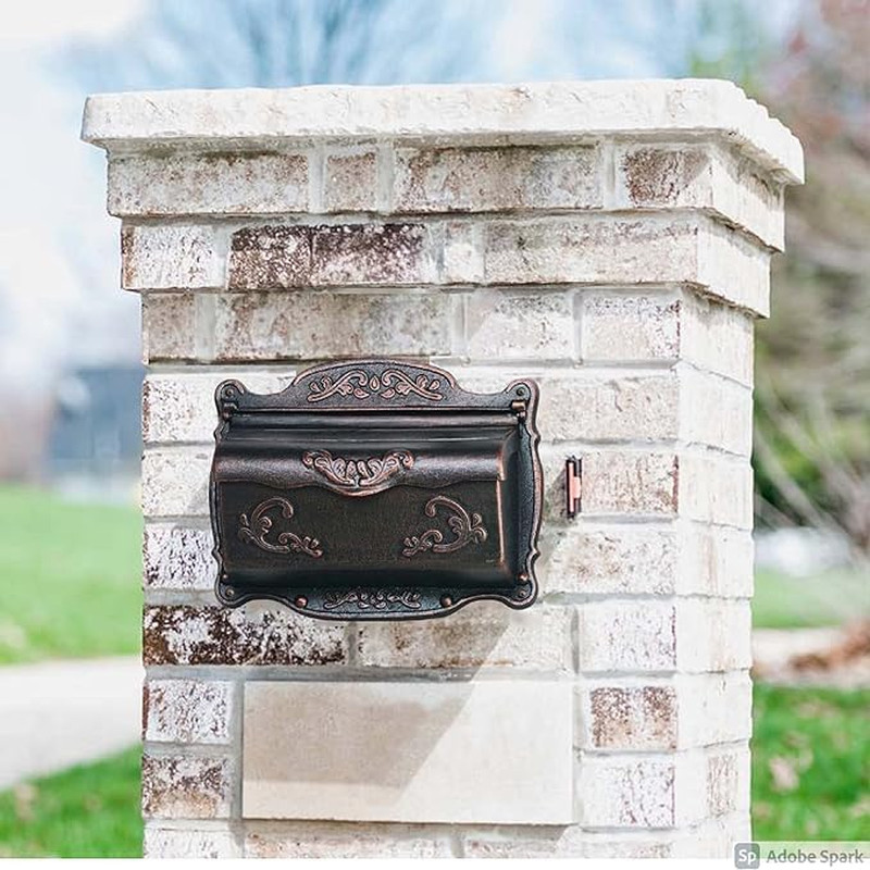 Elegant Antique Bronze Wall-Mounted Mailbox - Weather-Resistant Design