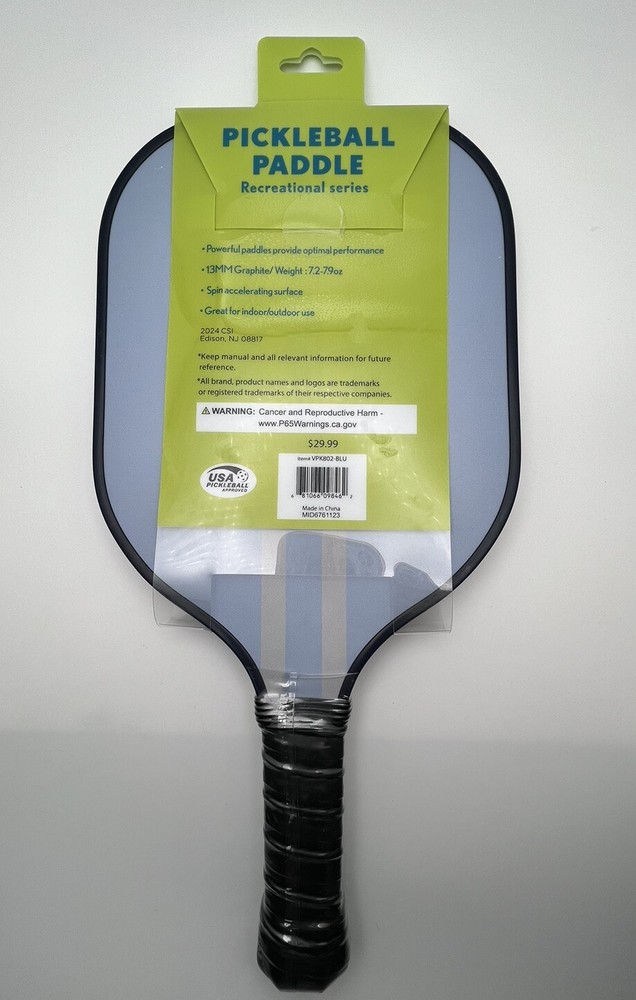 13mm Pickleball Paddle Double Sided - Light Blue/Dark Blue Stripe